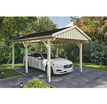 Carport simple SKAN Holz Fichtelberg avec bardeaux noir 317 x 566 cm naturel