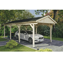 Carport simple SKAN Holz Fichtelberg avec bardeaux noir 317 x 808 cm naturel