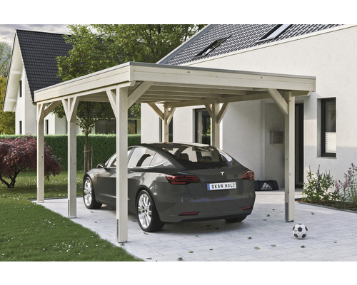 Carport simple SKAN Holz Grunewald avec film EPDM 321 x 554 cm naturel