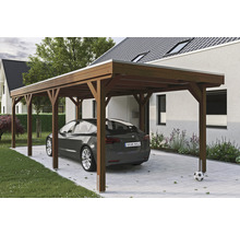 Carport simple SKAN Holz Grunewald 321 x 796 cm noyer