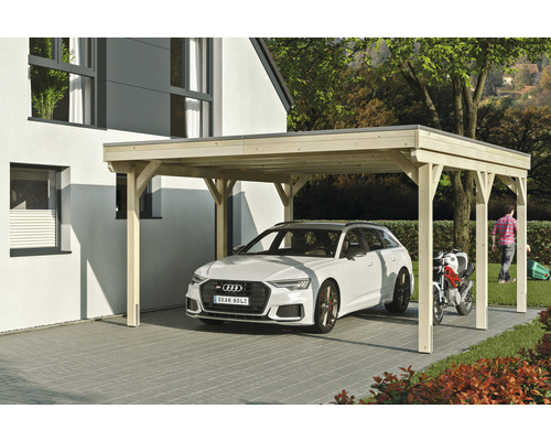 Carport simple SKAN Holz Grunewald avec film EPDM 427 x 554 cm naturel