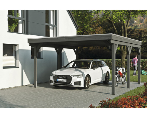 Carport simple SKAN Holz Grunewald avec film EPDM 427 x 554 cm ardoise