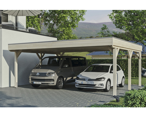 Carport double SKAN Holz Grunewald 622 x 554 cm naturel