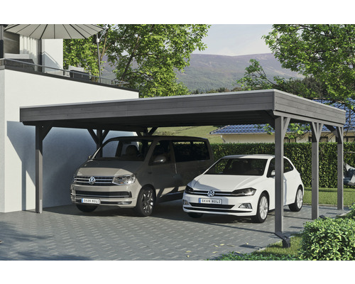 Doppelcarport SKAN Holz Grunewald inkl. EPDM Folie 622 x 554 cm Schiefer Doppelcarport SKAN Holz Grunewald inkl. EPDM Folie 622 x 554 cm Schiefer