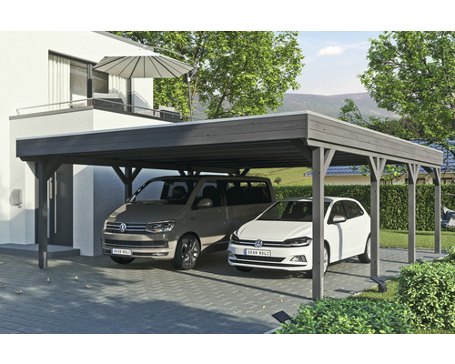 Carport double SKAN Holz Grunewald 622 x 796 cm ardoise