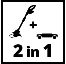 Symbole pour 2 en 1 : Coupe-bordures et tondeuse à gazon