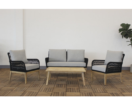 Gartenmöbelset mit Sofa, Sesseln und Tisch