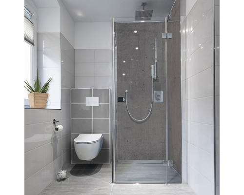 Panneau mural de douche mySpotti Fresh Blank foncé aspect béton 210 x 100 cm FS-F3-1936 Panneau mural de douche mySpotti Fresh Blank foncé aspect béton 210 x 100 cm FS-F3-1936