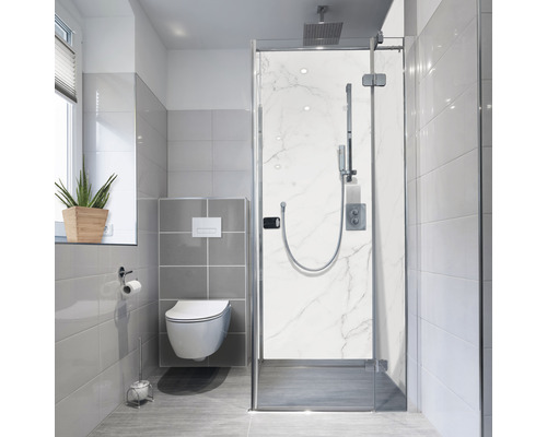 Panneau mural de douche mySpotti Fresh Marmor White effet marbre 210 x 100 cm FS-F3-1937 Panneau mural de douche mySpotti Fresh Marmor White effet marbre 210 x 100 cm FS-F3-1937