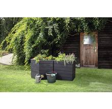 Carré potager classique GARANTIA ERGO Vario 3 avec système d'économie d'eau Flora 110 x 175 x 75 cm wood