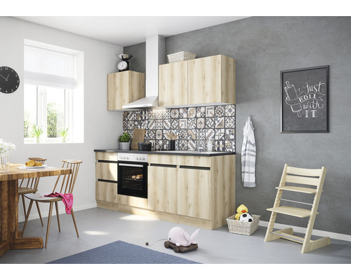 Optifit Küchenzeile mit Geräten Kaya290 210 cm Frontfarbe wildeiche matt  Korpusfarbe wildeiche zerlegt - HORNBACH Luxemburg