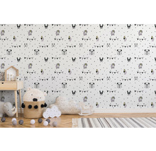 Vliestapete 38138-1 Little Love Punkte & Tiere schwarz weiß rosa