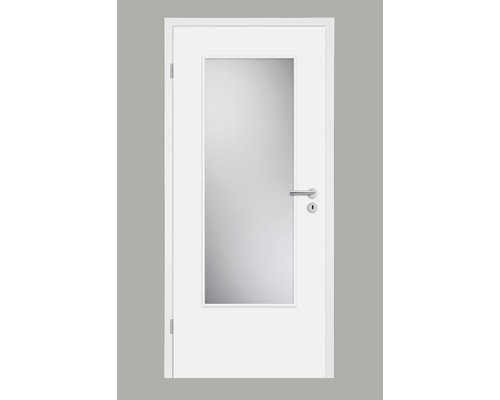 Porte intérieure Pertura Soley laque blanche (semblable à RAL 9010) 86,0x198,5 cm avec découpe G3 gauche (sans vitrage)