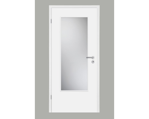 Porte intérieure Pertura Soley laque blanche (semblable à RAL 9010) 86,0x198,5 cm avec découpe G3 à gauche (sans vitrage)