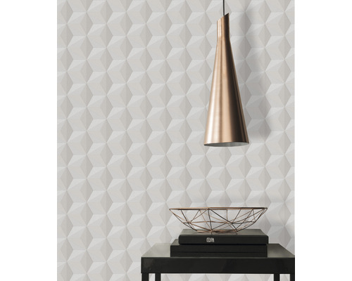 Vue d''une pièce avec papier peint tridimensionnel et éléments décoratifs