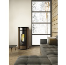Pôele à granulés FreePoint Globe en acier moka 10.5 kW
