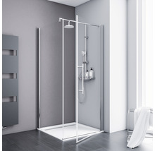 Duschtür mit Seitenwand mit Drehtür SCHULTE Alexa Style 2.0 ExpressPlus 90 x 90 cm Profil aluminium Klarglas schmutzabweisende Glasbeschichtung