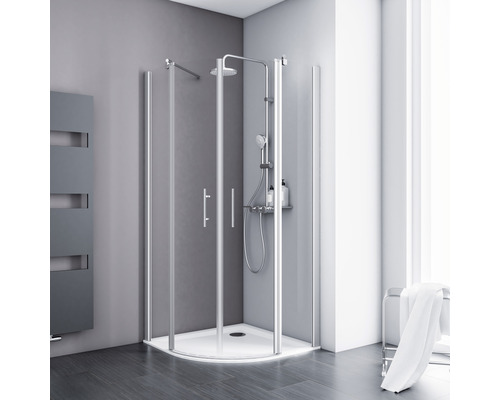 Douche quart de cercle ExpressPlus Schulte Alexa Style 2.0 R550 80x80 cm verre transparent couleur du profilé aluminium