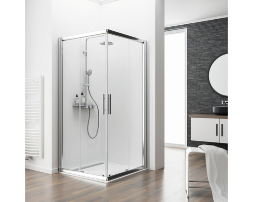 Eckeinstieg mit Schiebetür SCHULTE Kristall/Trend ExpressPlus 80x80 cm Klarglas Profilfarbe chrom Eckeinstieg mit Schiebetür SCHULTE Kristall/Trend ExpressPlus 80x80 cm Klarglas Profilfarbe chrom