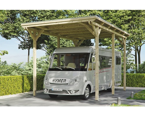 Carport pour un véhicule Skanholz Emsland 404 x 604 cm, naturel Carport en bois avec camping-car