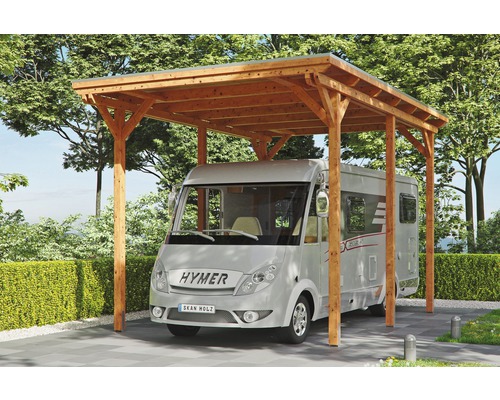 Carport pour un véhicule Skanholz Emsland 404 x 604 cm, chêne clair