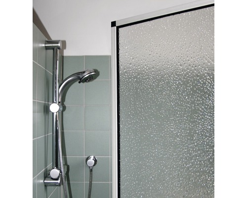 Douche avec barre de douche et paroi de douche