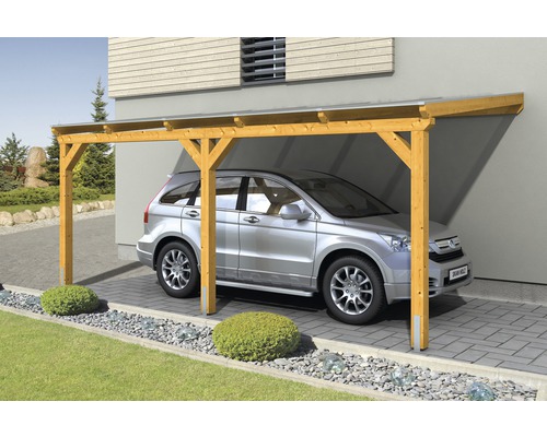 Carport simple SKAN HOLZ 300x541 HORNBACH chêne Luxembourg - pour clair Vogtland cm ancrages avec poteaux