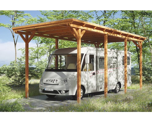 Carport pour un véhicule Skanholz Emsland 404 x 846 cm, chêne clair