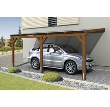 Carport simple SKAN HOLZ Vogtland avec ancrages pour poteaux 300x541 cm noyer