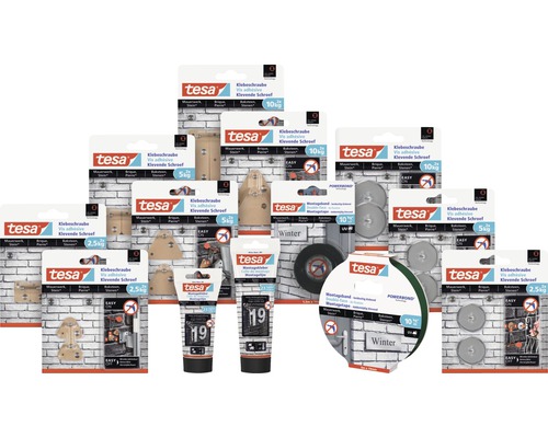 Assortiment de vis adhésives et de rubans de montage Tesa