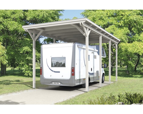 Place de parking couverte en bois pour camping-car dans le jardin