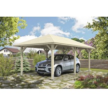 Carport simple SKAN HOLZ Taunus avec ancrages pour poteaux 374x656 cm naturel