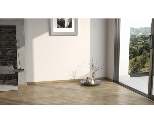 Pièce lumineuse avec parquet, cheminée-barbecue, tableau et décoration