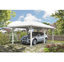 Carport simple SKAN HOLZ Taunus avec ancrages pour poteaux 374x656 cm blanc