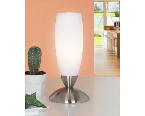 Lampe de table 1 ampoule H 220 mm Slim nickel/blanc