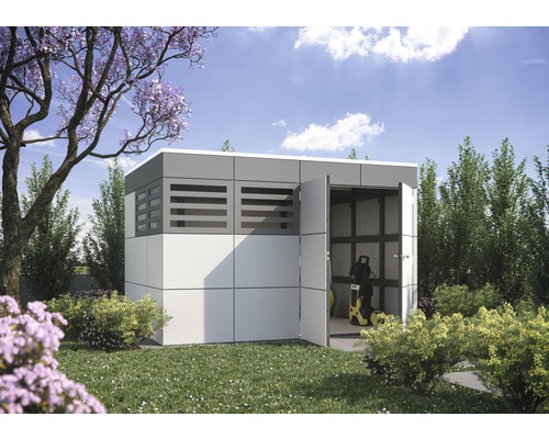 Abri de jardin SKAN HOLZ Sydney 4 337x253 cm télégris Jardin avec abri de jardin avec portes ouvertes