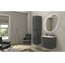 Meuble sous-vasque Vague hauteur 55 largeur 69 profondeur 52 cm anthracite