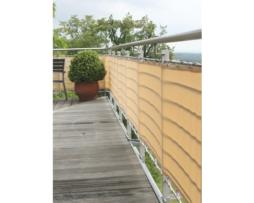 Balkonsichtschutz 90 x 300 cm, sisal Balkon mit Sichtschutz, Geländer und Pflanztopf