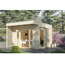 Gartenhaus SKAN HOLZ Tokio 2 einschalig mit Fußboden und KSK-M Dachbahn 340 x 440 cm natur