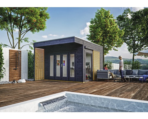 Gartenhaus SKAN HOLZ Tokio 2 mit KSK-M Dachbahn und Fußboden 340 x 440 cm grau Gartenhaus SKAN HOLZ Tokio 2 mit KSK-M Dachbahn und Fußboden 340 x 440 cm grau