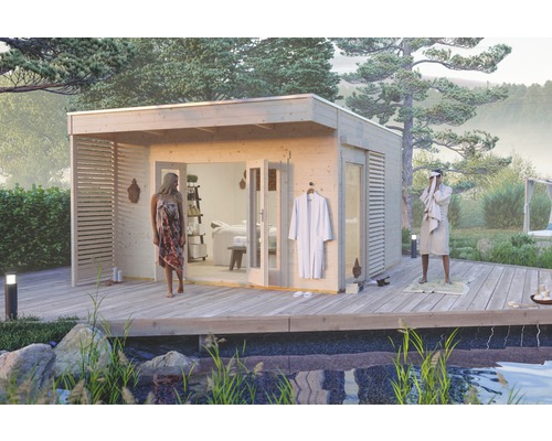 Gartenhaus SKAN HOLZ Tokio 4 doppelschalig mit Fußboden und KSK-M Dachbahn 402 x 502 cm natur Gartenhaus SKAN HOLZ Tokio 4 doppelschalig mit Fußboden und KSK-M Dachbahn 402 x 502 cm natur