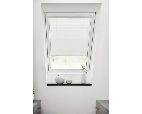 Store plissé pour fenêtre de toit Lichtblick Haftfix C02 blanc