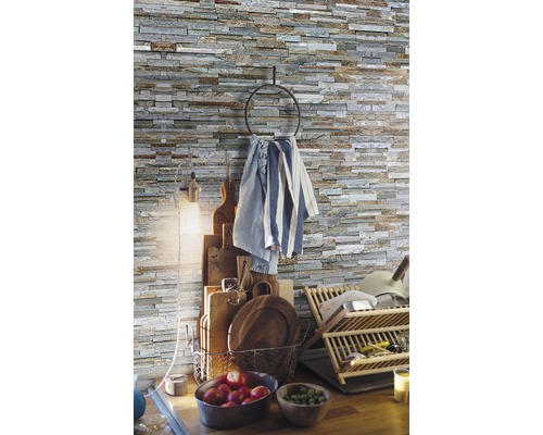 Revêtement mural PVC Ceramics Stone wall gris 67,5 cm de large (article au mètre)