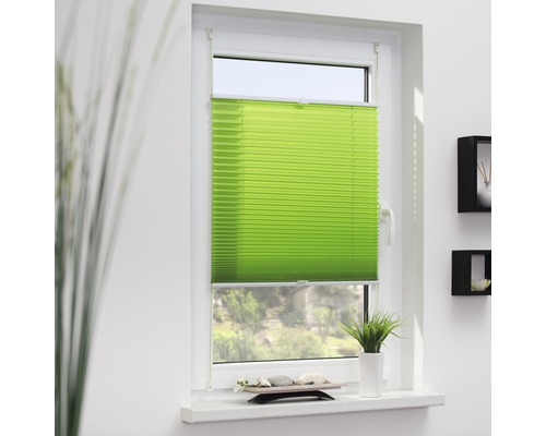 Lichtblick Faltenplissee Tageslicht mit Seitenverspannung grün 45x130 cm Fenster mit grünem Faltrollo zur Beschattung