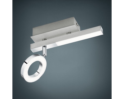 Spot mural LED 2,2W 400 lm 3000 K L 22,5 cm alu/chrome/satiné Plafonnier avec anneau LED