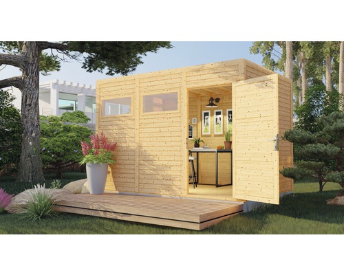 Abri de jardin Cubo 3 avec plancher 337 x 240 cm naturel en exclusivité chez Hornbach Abri de jardin Cubo 3 avec plancher 337 x 240 cm naturel en exclusivité chez Hornbach