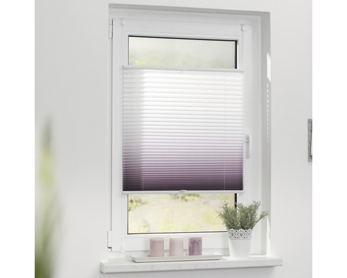 Store plissé Lichtblick avec guidage latéral, dégradé de couleurs blanc/taupe/violet 45x130 cm