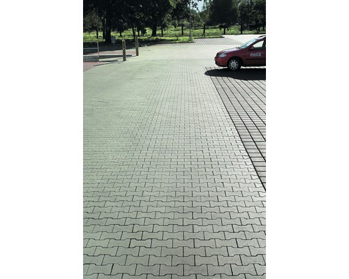 Aussenbereich mit Betonpflastersteinen in Fischgrätmuster