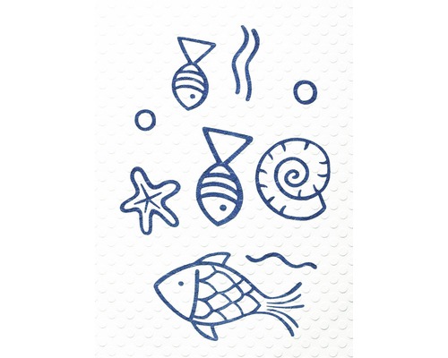 Illustration von Meerestieren: Fische, Seestern und Muschel