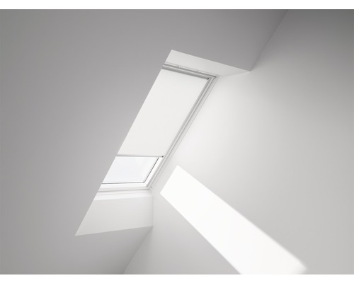 Store tamisant VELUX blanc uni à commande manuelle cadre aluminium RFL 102 1028S